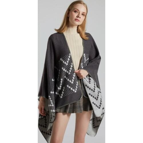 FXAASS New 2020 Autumn Winter Shawl Fashion Poncho Women Cashmere Scarf Lady Luxury Blanket Warm Pashmina Striped Cape