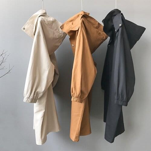 Casual Cotton Zipper Long Coat Women 2021 New Model Khaki Anorak Womens Mid-Length Korean-Style Casual Chic Jacket