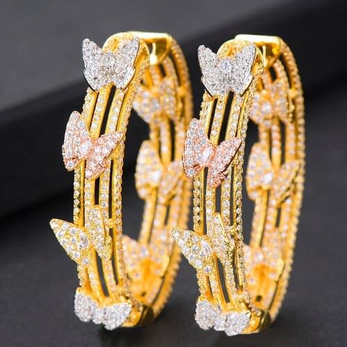 Blachette Luxury Buterfly Sweet Romantic Hoop Earrings for Women Bridal Wedding Engagement Anniversary Jewelry Trend Accessories