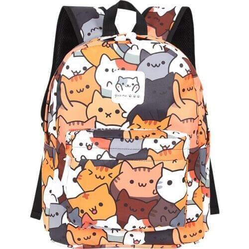2018 Anime Neko Atsume Women Backpack for Girls Boys Cute cat backyard Travel Rucksack Cute Cat Student Backpacks 032105