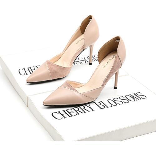Shallow patchwork high heel stilettos mature women shoes upscale office lady pointed toe thin heels pumps brand back zapatos2020