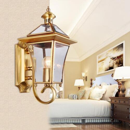 Waterproof led E27 Yard light garden wall sconce light Balcony hallway copper wall lamp glass lampshade indoor/outdoor lighting
