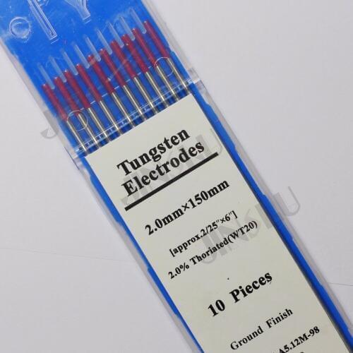WT20 2% Red Tip 2.0*150mm 2/25" Thorium TIG Tungsten Electrode 10PCS