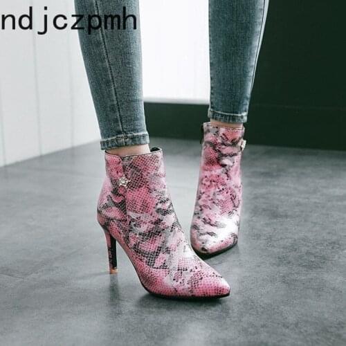 Womens Boots The New winter fashion Color matching Pointed zipper High heel Womens shoes plus size 31-47 Heel Height 8.5cm