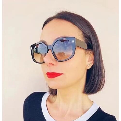 Cat eye acetate black frame women sunglasses gradien grey lens fashion style