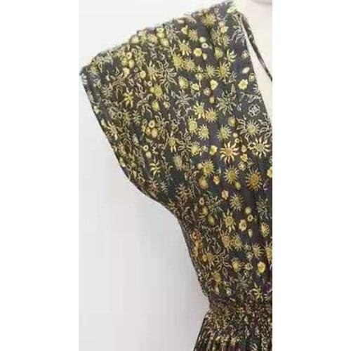 2021 Spring and Summer New Womens Sleeveless V-neck Halter Lace-up Printed Dress