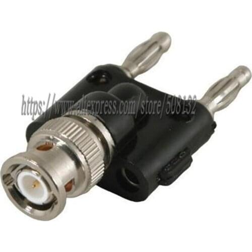 1 PC BNC Male Plug to Dual 4mm Banana Stackable Plug Socket Binding Post Adapter
