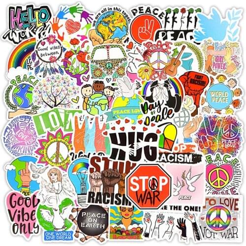 10/30/50pcs NEW Retro Hippies Stickers Love And Peace For Motorcycle Laptop Luggage Skateboard PVC Waterproof Stationery Sticker