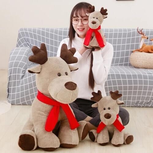 28/38cm New Cute Simulation Christmas Elk Plush Toy Stuffed Soft Deer Gift Doll for Kids Children Xmas Home Decoration Ornaments