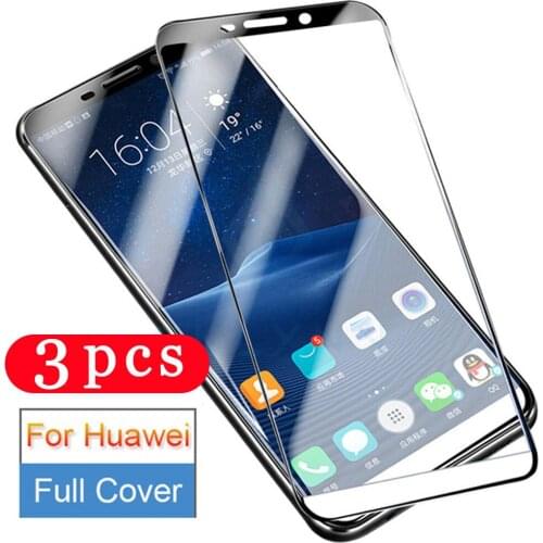 3Pcs full cover protective film for huawei honor 7x 7s tempered glass for huawei honor 7a 7c pro phone screen protector on glass