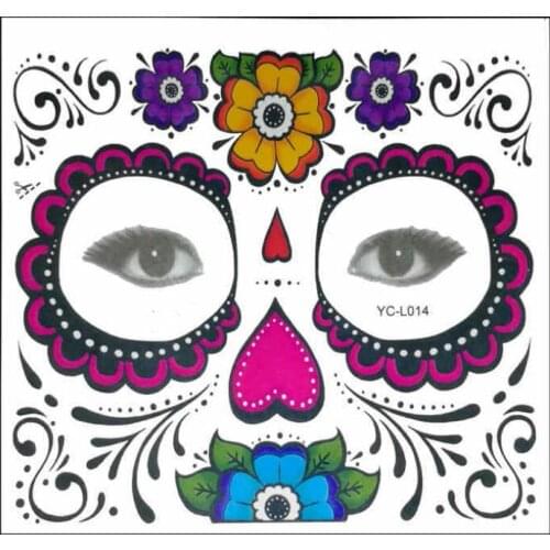 6PCS Waterproof Temporary Skull Face Tattoo Sticker Makeup Dress Art Prop Face Eye Terror Temporary Tattoo Stickers