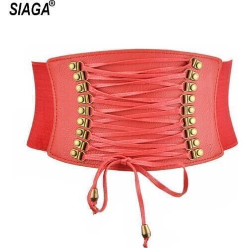 2020 New Design Womens Personalized Elastic Wide Waistband Leather Cummerbunds Ladies Fashionable Overcoat Belt AK006