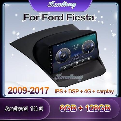 Kaudiony 9" Android 10.0 Car Radio Automotivo For Ford Fiesta Car DVD Multimedia Player Auto GPS Navigation 4G Stereo 2009-2017