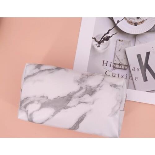 Large Cute Pencil Case Pouch Pen Box Zipper Bags Marble Makeup Storage Supplies for Student