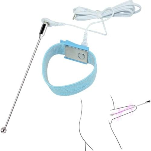 Electric shock Unipolar Male stainless steel metal urethral beads penis plug dilator electro massager insert sex toy for man
