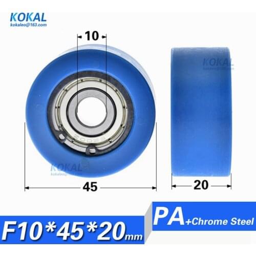 [F1045-20] 10PCS high loading Fitness Equipment fitting ball bearing NYLON PA Pulley 6200zz 6200 bearing wheel 10*45*20mm 1045KK