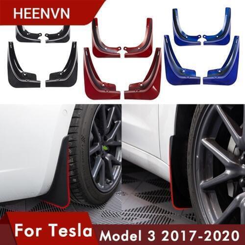 Heenvn Model3 Carbon Fiber For Tesla Model 3 Mud Flaps Guard Fender Front Rear Wheel Mudguard For Tesla Three Accessories ABS