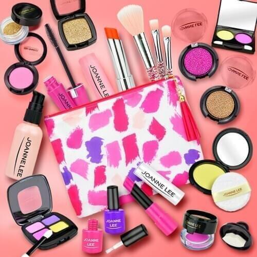 Girl Pretend Play Make Up Toy Simulation Cosmetics Pink Makeup Set Princess Beauty Plastic Play House Toy Lipstick Eyeshadow