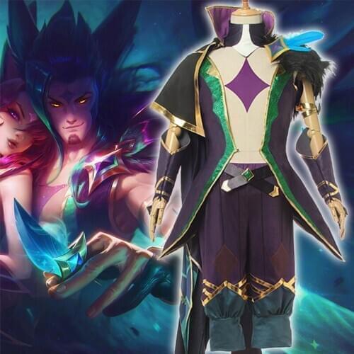 Game LOL Cosplay Costumes The Guarder of Stars Rakan Cosplay Costume The Charmer Halloween Anime Men Cloak Cosplay Costume Suits