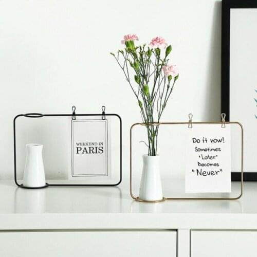 Creative Iron Line Flower Pot Plant Vase Stand Postcard Clip Holder Home Decor