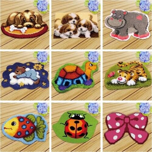 Latch Hook Rug Canvas Knoopkussen Dieren Latch Hook Kits Embroidery Carpet Tapijt Kits Fomiaran For Needlework Canva For Carpet