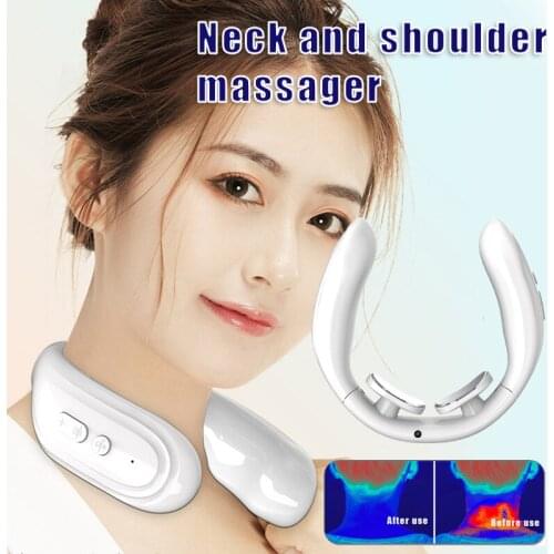Portable Neck Massager 5 Modes Cordless Intelligent Rechargable Neck Massager for Home Outdoor Travel M2