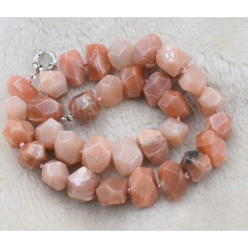 Wholesale Natural pink sunstones flat faceted necklace 19" 15-20mm