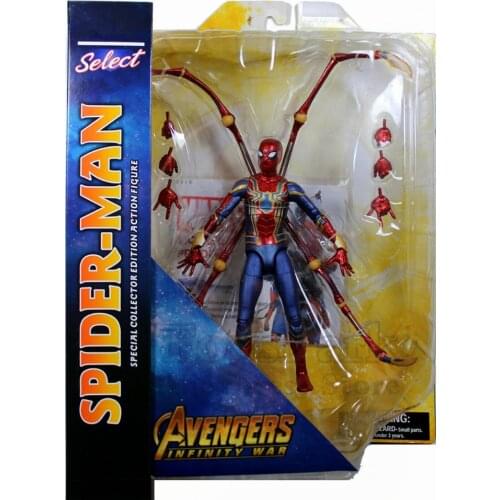 Original MS Select Marvel Avenger 3 Infinity War Iron Spider Man 7" Action Figure Man Diamond Select DST Doll Toys Collectible