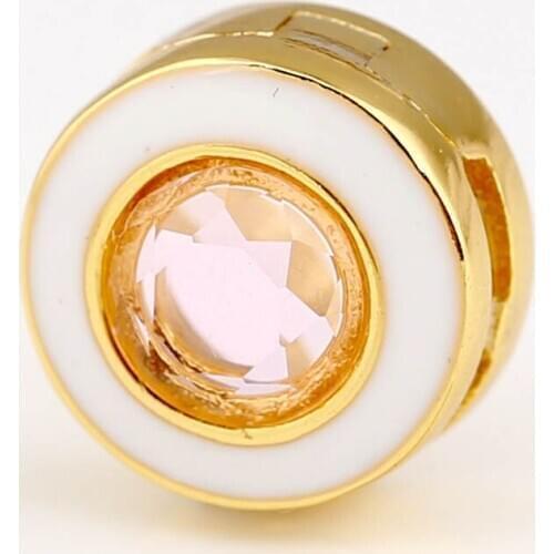 Original Shine Reflexions Gleaming White Circle Clip Stopper Beads Fit 925 Sterling Silver Charm Bracelet Diy Jewelry