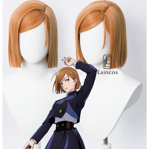 Anime Jujutsu Kaisen Cosplay Nobara Kugisaki Wig Women Role Play Wigs Heat Resistant Synthetic Hair