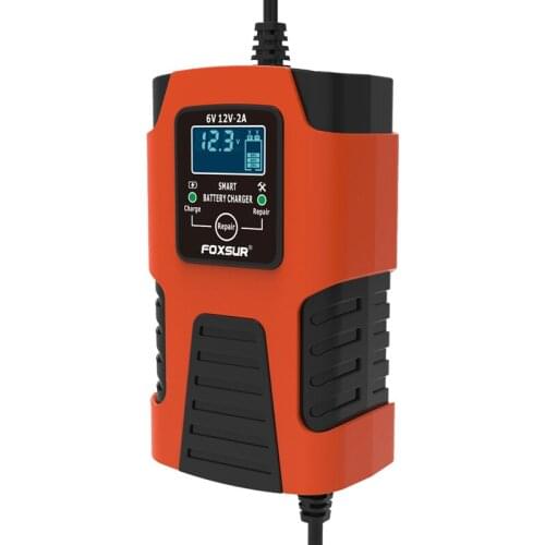 FOXSUR 2-Amp Fully-Automatic Smart Charger 6V and 12V Battery Charger Battery Maintainer Trickle Charger Battery Desulfator