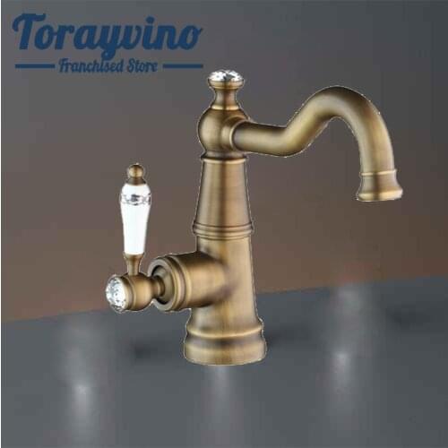 Bathroom basin sink faucet rotation 360 Antique Brass faucet banyo lavabo musluk Water column tap deck mount faucet mixer tap