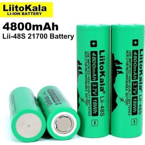 1-10PCS LiitoKala Lii-48S 3.7V 21700 4800mAh li-lon Rechargeable Battery 9.6A power 2C Rate Discharge ternary lithium batteries