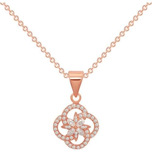 Simple Temperament Rose Gold Leaf Pendant Necklace Exquisite Crystal Jewelry Accessories for Women