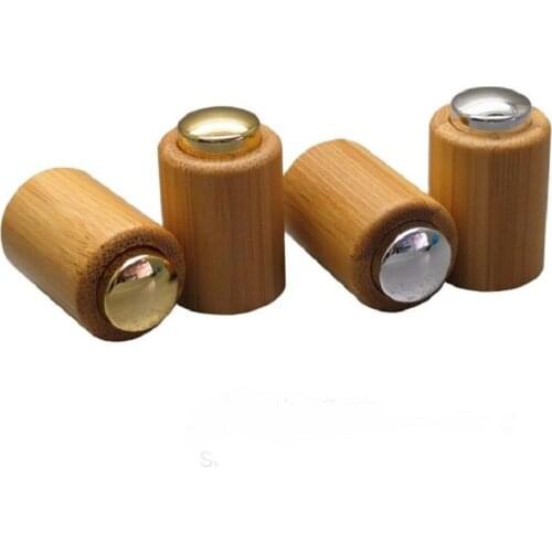 30pcs/lot 18/410 Empty Essential Oil Press Pump, Gold/Silver DIY Bamboo Wooden Essence Liquid Cap, Makeup Bambool Accesstories