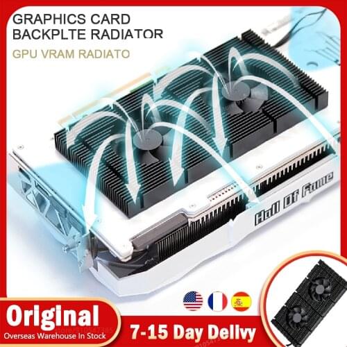 GPU Backplate Radiator Graphics Card Backplane Memory Cooler Dual PWM Fan VRAM Heatsink for RTX 3090 3080 3070 1mm Pad 500