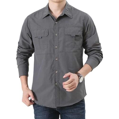 Spring Summer Long Sleeve Men Casual Shirt Military Army Style Loose Baggy Plus Size Clothing