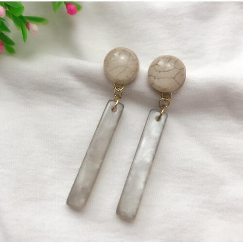 Gray Color Simple Geometric Resin Earrings Piercing Jewelry For Women Girls Gifts