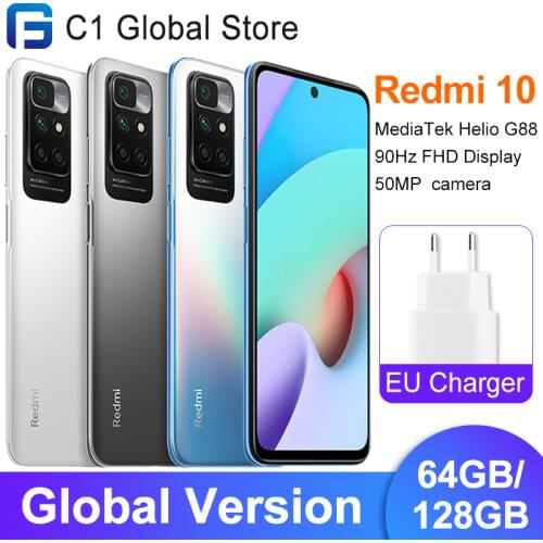 NEW Global Version Xiaomi Redmi 10 Cellphone 64GB/128GB MediaTek Helio G88 Octa Core 50MP Camera 90Hz FHD Display 5000mAh