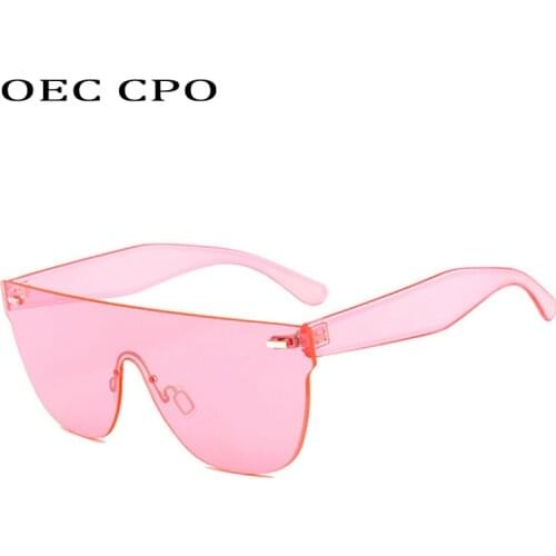 Oversized Rimless Sunglasses Women Men Brand Square Candy Coloured womens Sunglasses Transparent Frameless Eyewear O26