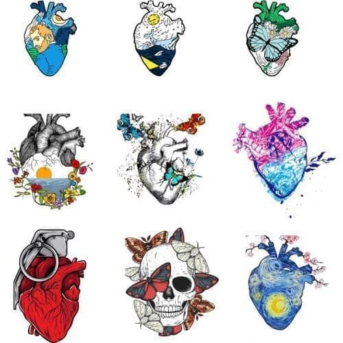 Punk/Heart Iron On Transfers Heat Transfer Patches For Clothes T-Shirts Heat Transfer Vinyl Stickers For Clothing DIY Applique