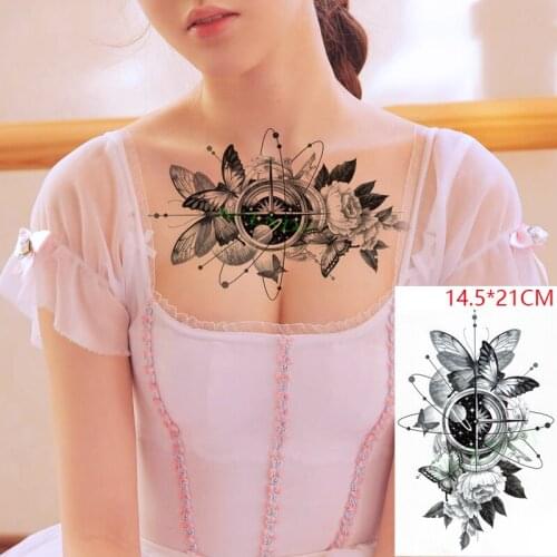 Waterproof Temporary Tattoo Sticker Butterfly Rose Flower Planet Fake Tatto Flash Tatoo Back Leg Arm Art for Women Men
