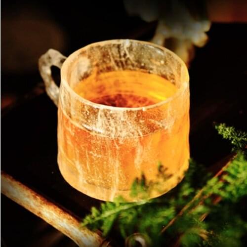 Colorful Glaze Glass Frozen Green Tea Cold Drink Cup Handmade Creative Juice Stir Large Crystal Clear Ceremony Teacup Beer Mug