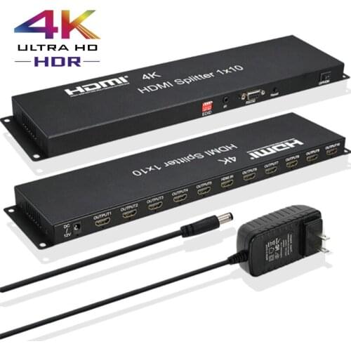 4K 30Hz HDMI Splitter 1x10 Full HD 1080P 60Hz 3D Video Converter Distributor 1 In 10 Out Output with EDID IR Extension Function