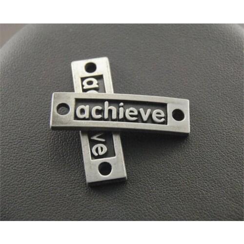 5pcs 6x27mm Black Letter "Achieve" Word Connector Link Charms metal charms for jewelry making A80