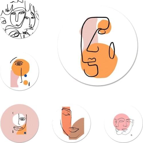 58mm Poster Minimalist Face artwork sketch Icons Pins Badge Decoration Brooches Metal Badges For Backpack Decoration