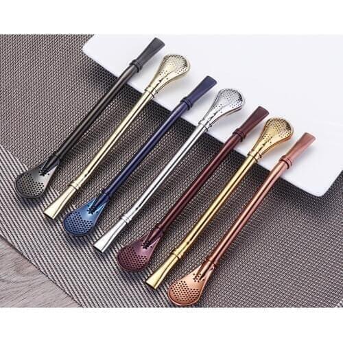 6 Colors Spoon Straw Tea Infuser Coffee Spoon Novelty Design for Adult&Child
