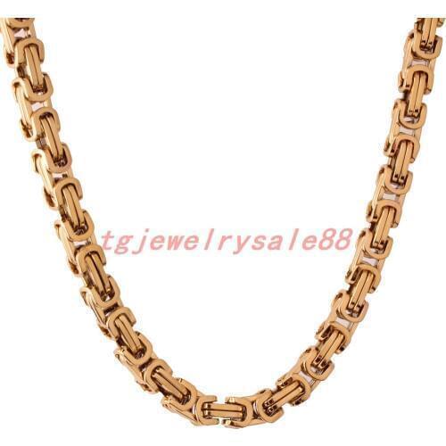 7-40" Custom Size 4/5/8mm Wide Stainless Steel Byzantine Box Chain Necklace Or Bracelet Biker Mens Jewelry Gold Color