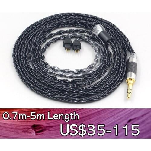 LN007672 8 Core black Silver Plated Braided Earphone Headphone Cable For HiFiMan RE2000 Topology Diaphragm Dynamic Driver