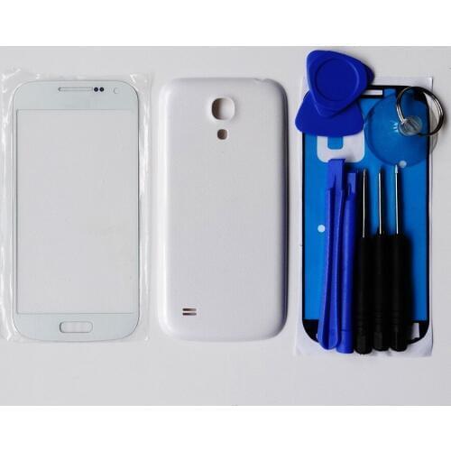 White Black battery door Cover with Front Outer Screen Glass Lens Replacement Parts For Samsung Galaxy S4 mini i9190 i9195 +Tool